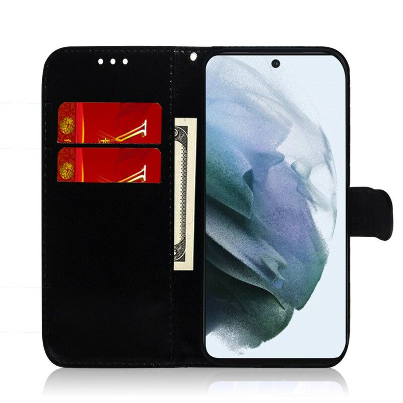 Folio-hoesje voor Samsung Galaxy S21 FE Spiegelhoes Van Imitatieleer