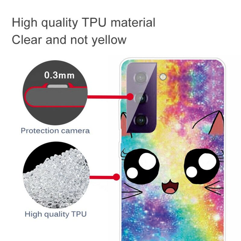 Hoesje voor Samsung Galaxy S21 FE Tekenfilm Kat