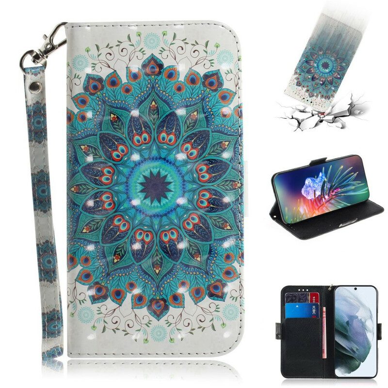 Leren Hoesje voor Samsung Galaxy S21 FE Met Ketting Meesterlijke Mandala Met Riem
