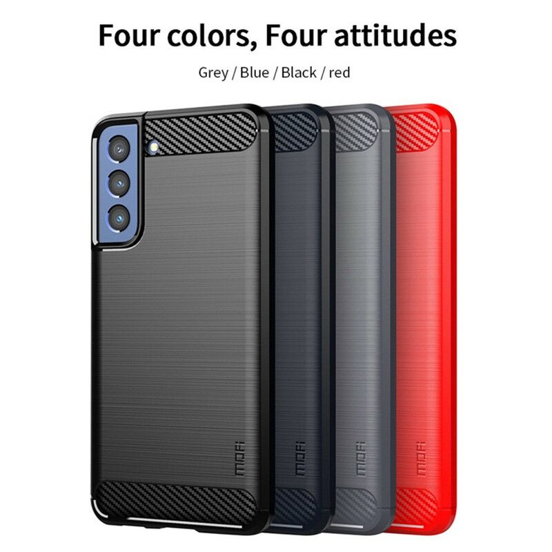 Telefoonhoesje voor Samsung Galaxy S21 FE Mofi Geborsteld Koolstofvezel
