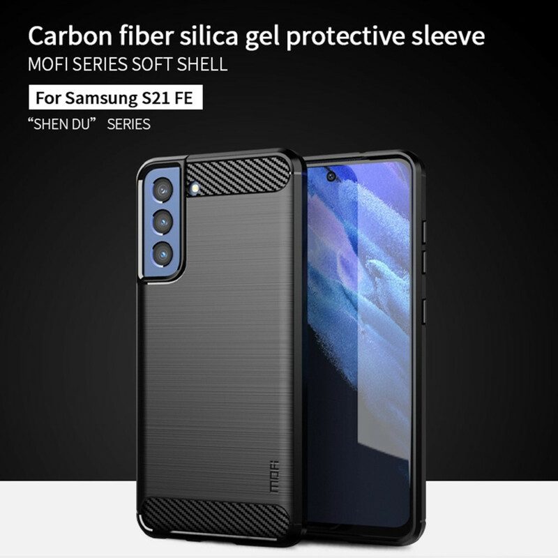 Telefoonhoesje voor Samsung Galaxy S21 FE Mofi Geborsteld Koolstofvezel
