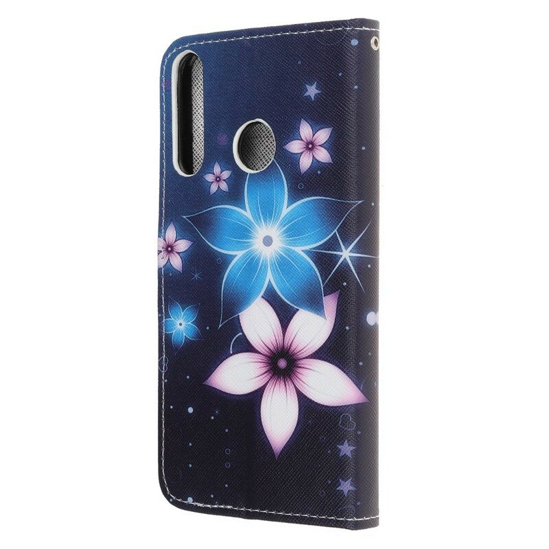 Folio-hoesje voor Huawei Y7p Met Ketting Maanband Bloemen