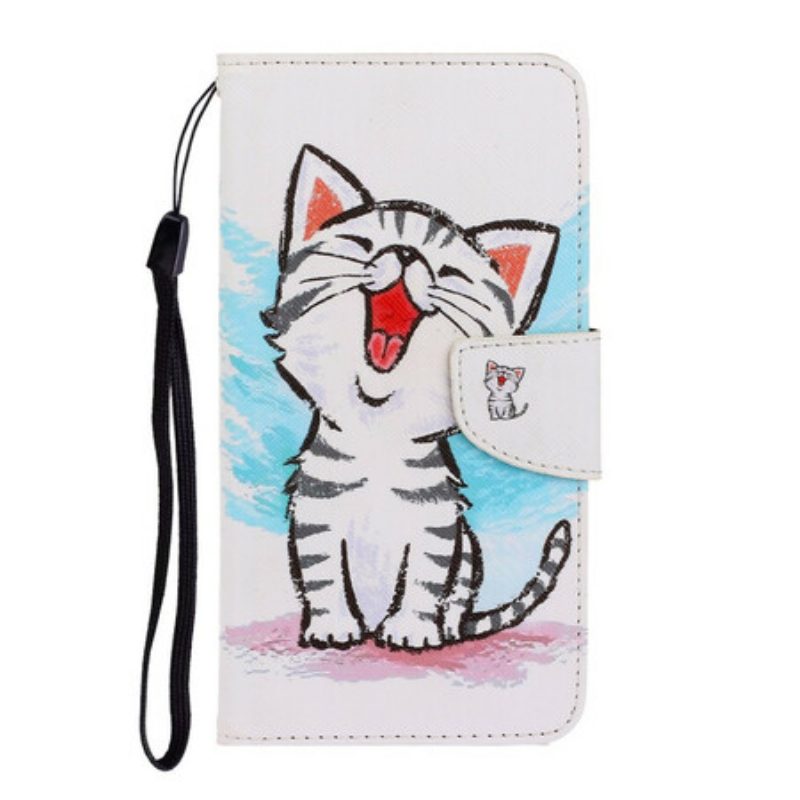 Leren Hoesje voor Huawei Y7p Met Ketting Bandjes Katje