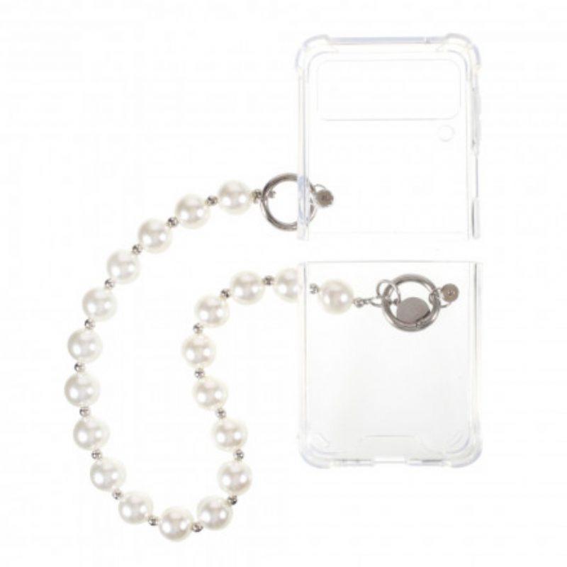 Hoesje voor Samsung Galaxy Z Flip 3 5G Folio-hoesje Siliconen Armband Kralen