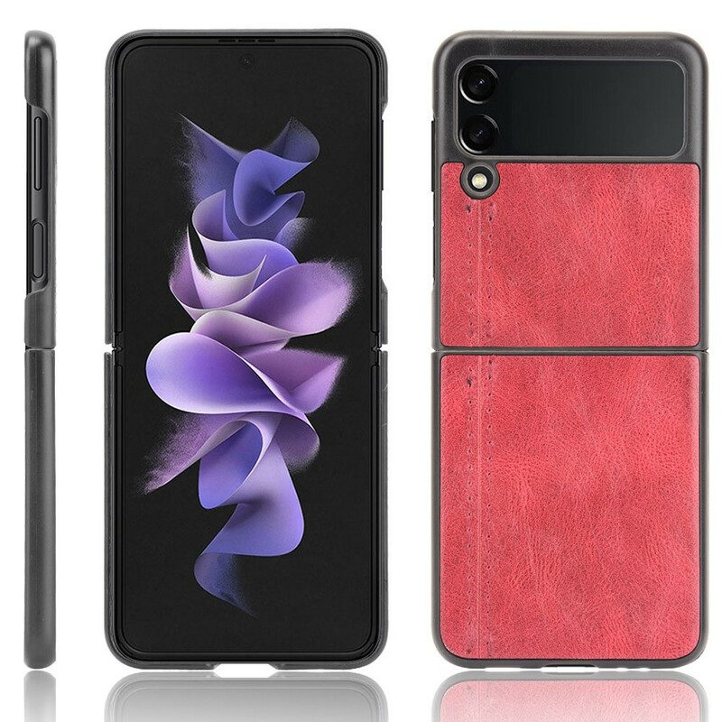 Telefoonhoesje voor Samsung Galaxy Z Flip 3 5G Folio-hoesje Kunstleer Stiksels