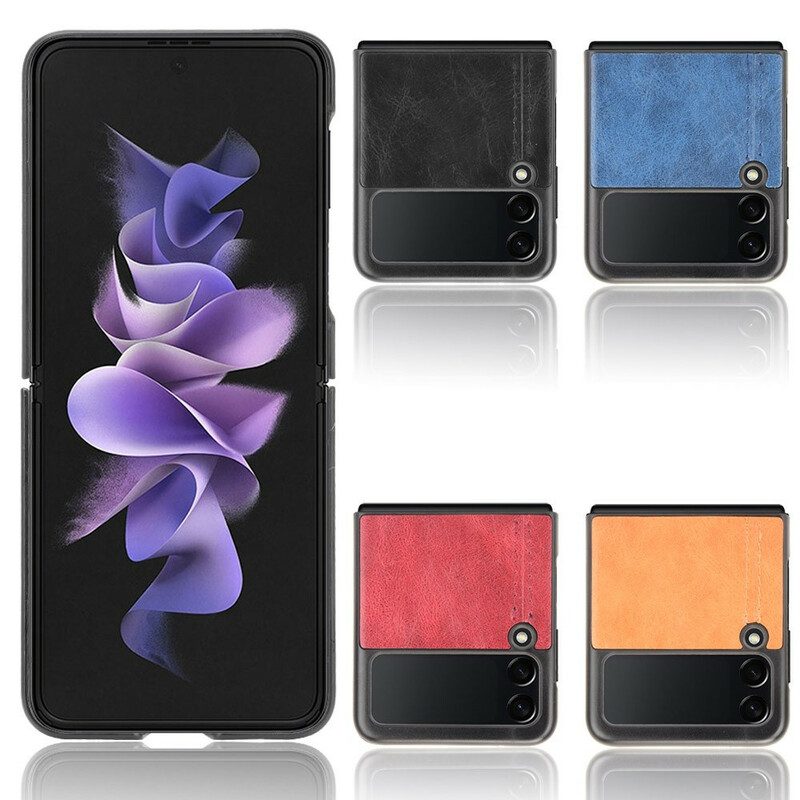 Telefoonhoesje voor Samsung Galaxy Z Flip 3 5G Folio-hoesje Kunstleer Stiksels