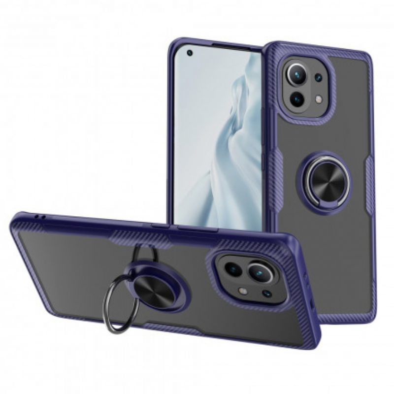 Hoesje voor Xiaomi Mi 11 (5G) Koolstofvezel Metalen Ring