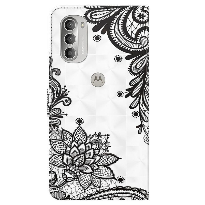 Folio-hoesje voor Moto G51 5G Chique Kant