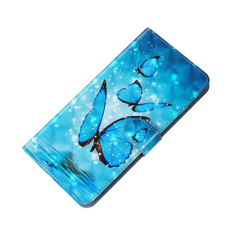 Folio-hoesje voor Moto G51 5G Vliegende Blauwe Vlinders