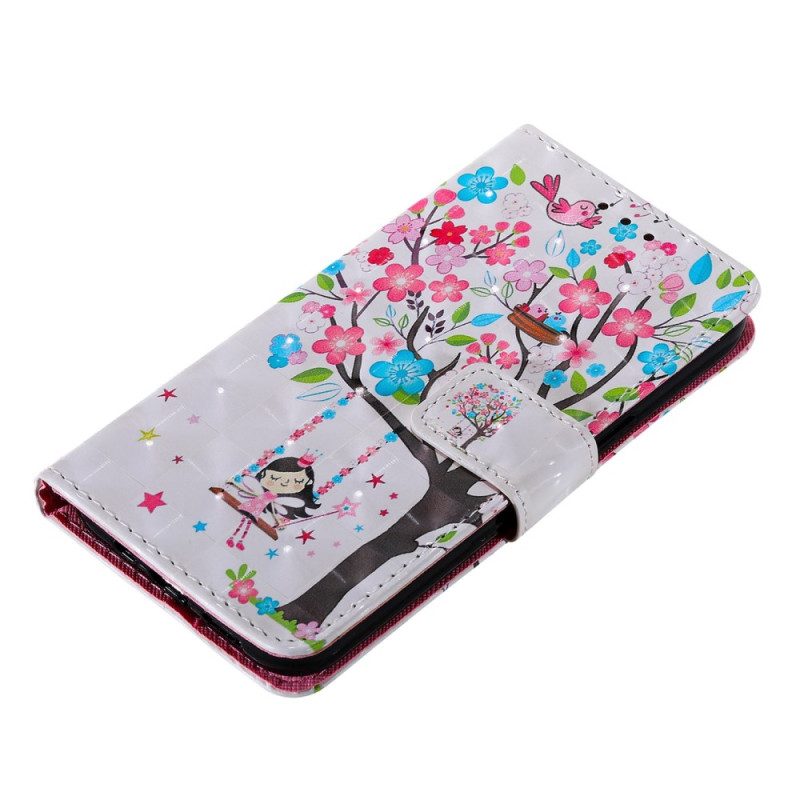 Leren Hoesje voor iPhone 14 Pro Max Gelukkig Schommelen