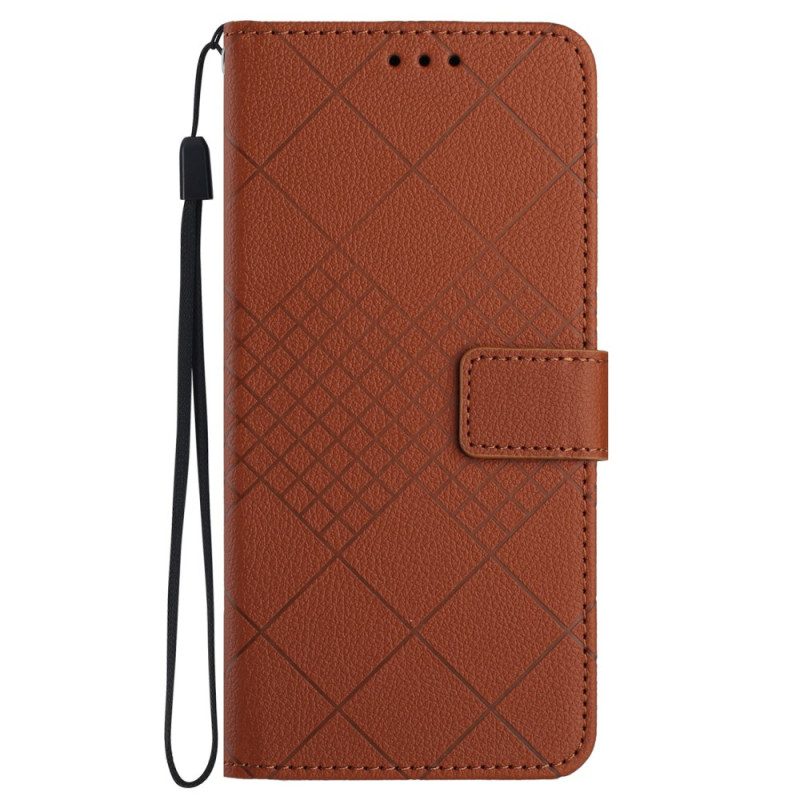 Folio-hoesje Samsung Galaxy M55 5g Telefoonhoesje Litchi Diamanttextuur