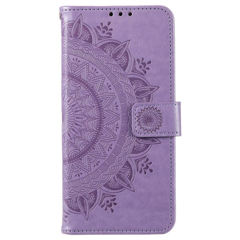 Folio-hoesje voor Xiaomi Redmi 10C Mandala Zon Met Lanyard