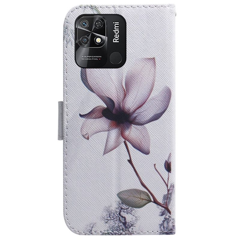 Folio-hoesje voor Xiaomi Redmi 10C Roze Bloem