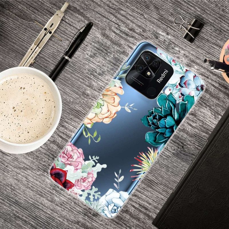 Telefoonhoesje voor Xiaomi Redmi 10C Naadloze Aquarel Bloemen