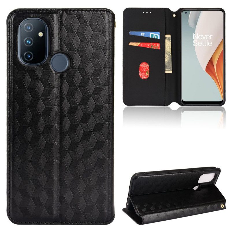 Bescherming Hoesje voor OnePlus Nord N100 Folio-hoesje 3d Diamant Leereffect
