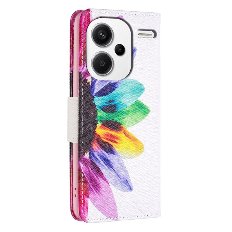 Folio-hoesje Xiaomi Redmi Note 13 Pro Plus 5g Telefoonhoesje Waterverfbloem