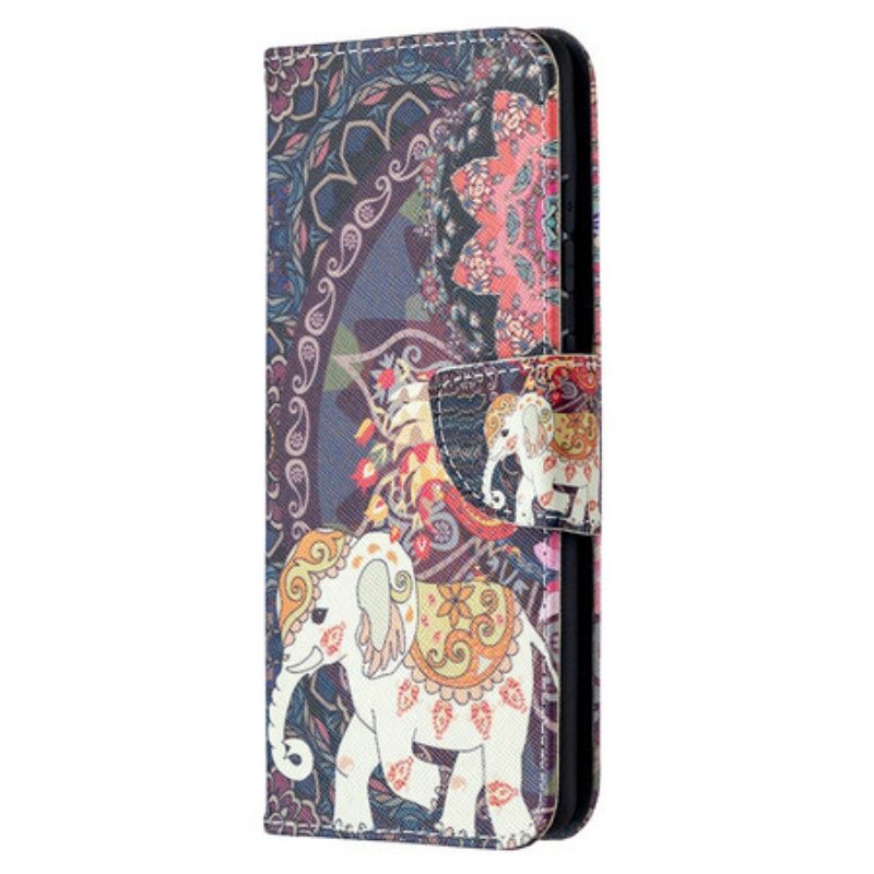 Leren Hoesje voor Samsung Galaxy S20 FE Etnische Olifanten Mandala