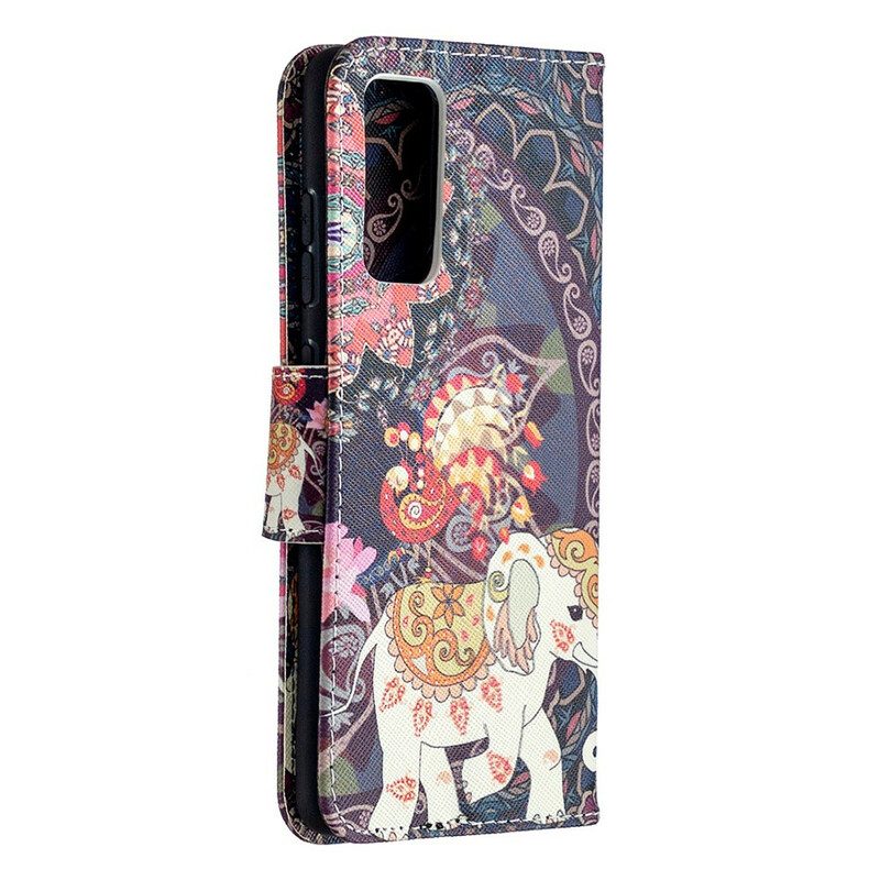 Leren Hoesje voor Samsung Galaxy S20 FE Etnische Olifanten Mandala