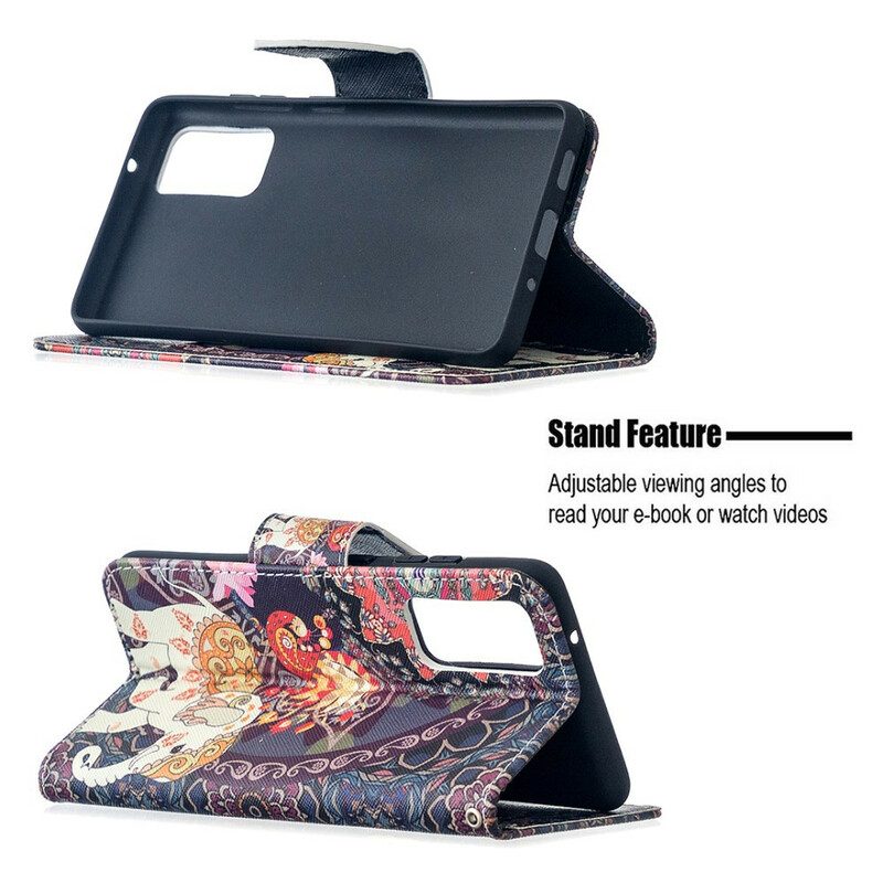 Leren Hoesje voor Samsung Galaxy S20 FE Etnische Olifanten Mandala