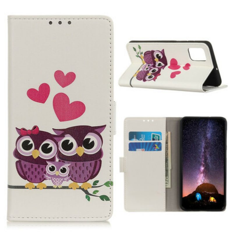 Leren Hoesje voor Samsung Galaxy S20 FE Uil Familie