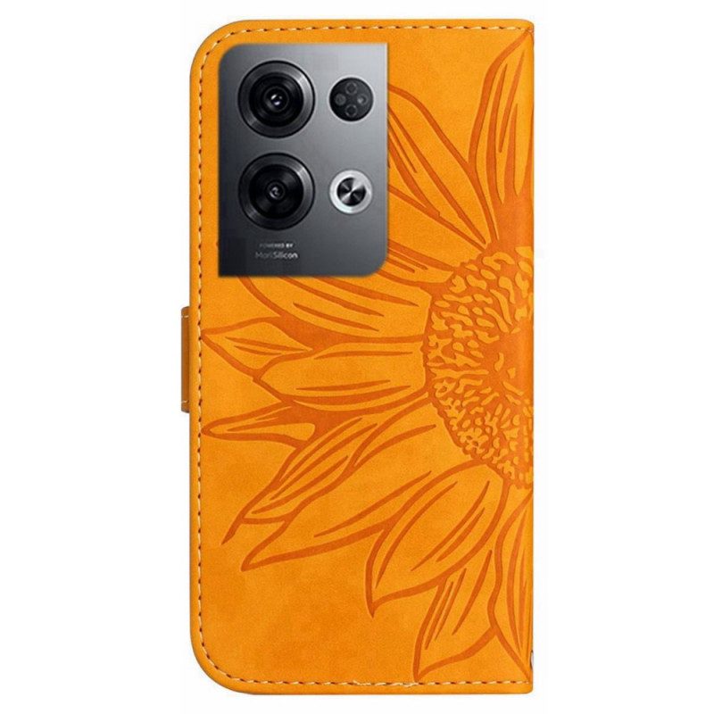Folio-hoesje voor Oppo Reno 8 Pro Met Ketting Strakke Zonnebloem