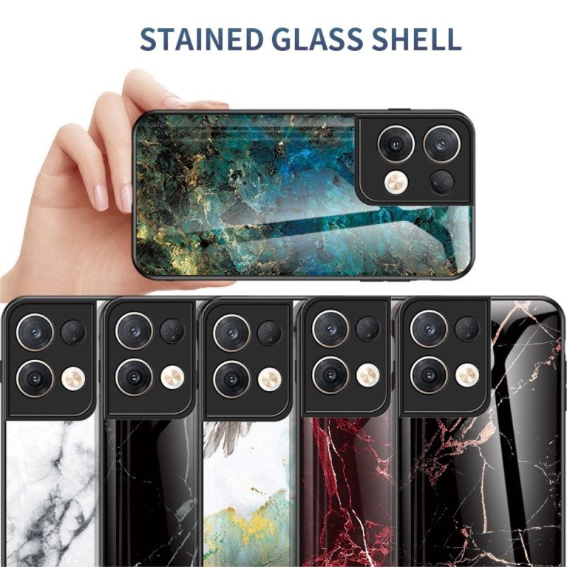 Hoesje voor Oppo Reno 8 Pro Marmer Gehard Glas