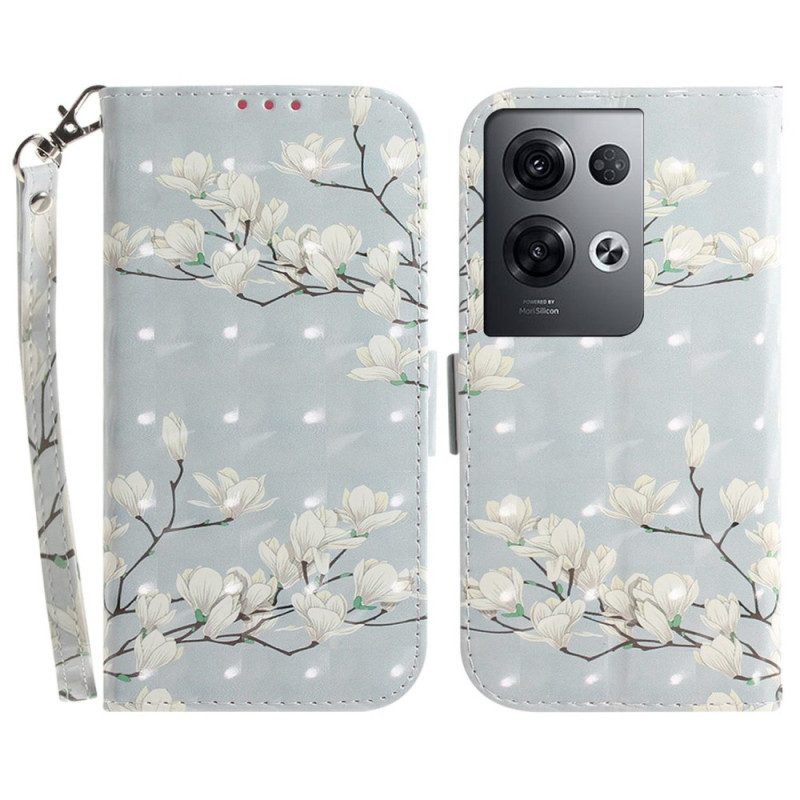 Leren Hoesje voor Oppo Reno 8 Pro Tempels Met Lanyard