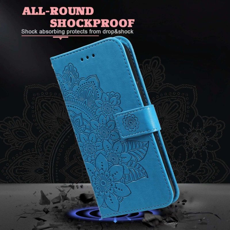 Folio-hoesje voor Oppo Reno 8 Met Ketting Strakke Bloemen