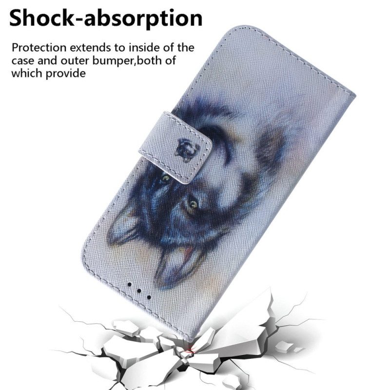 Leren Hoesje voor Oppo Reno 8 Aquarel Hond Met Lanyard