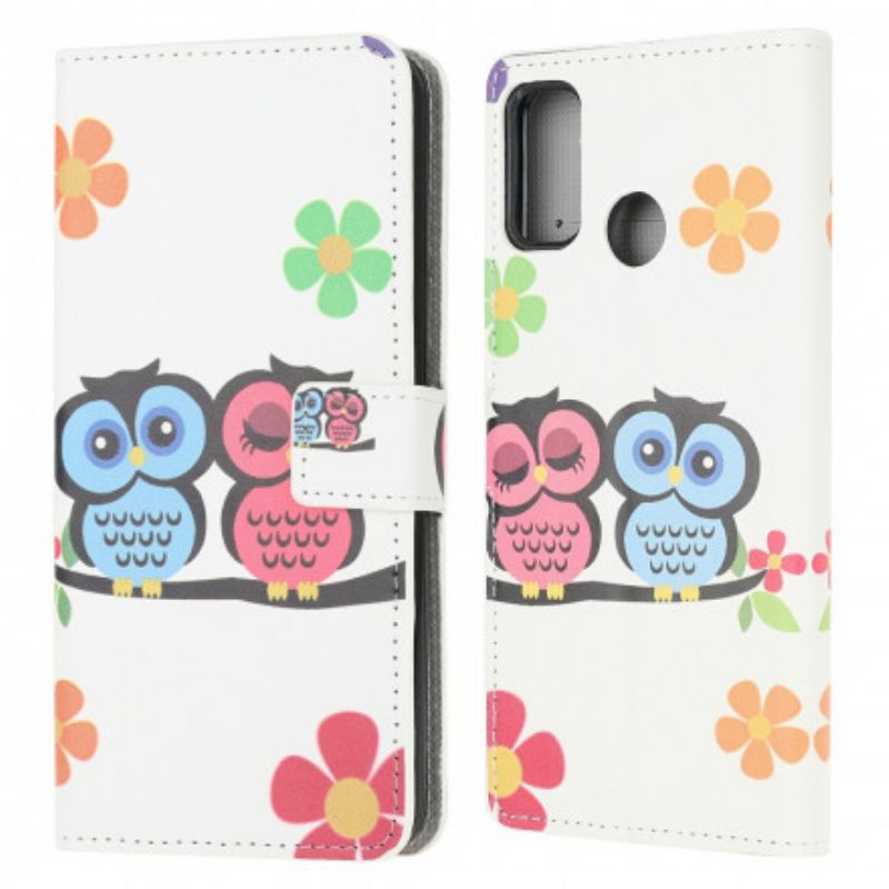 Folio-hoesje voor Moto G30 / G10 Paar Uilen
