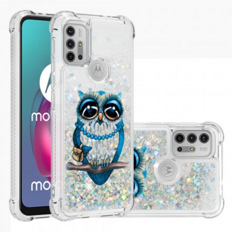 Hoesje voor Moto G30 / G10 Miss Uil Pailletten
