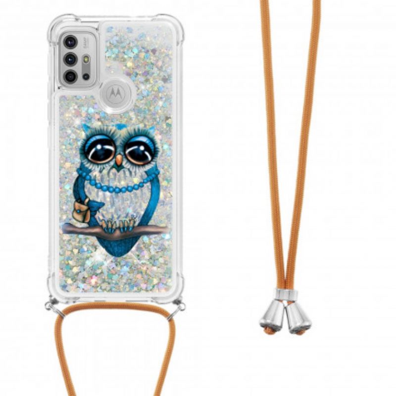 Telefoonhoesje voor Moto G30 / G10 Met Koord Pailletten Koord Miss Uil