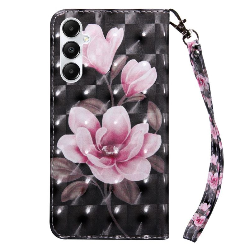 Folio-hoesje Samsung Galaxy A55 5g Telefoonhoesje Bloeiende Bloemen Met Riempje
