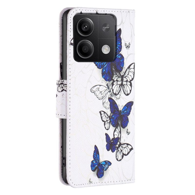 Folio-hoesje Xiaomi Redmi Note 13 5g Vlucht Van Blauwe Vlinders