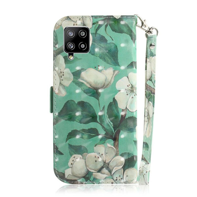 Folio-hoesje voor Samsung Galaxy A42 5G Met Ketting Bloeiende Tak Met Riem