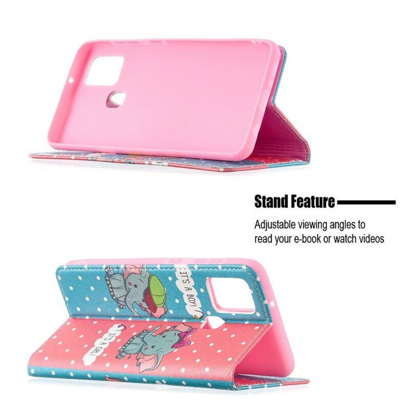 Bescherming Hoesje voor Samsung Galaxy A21s Folio-hoesje Baby Olifanten