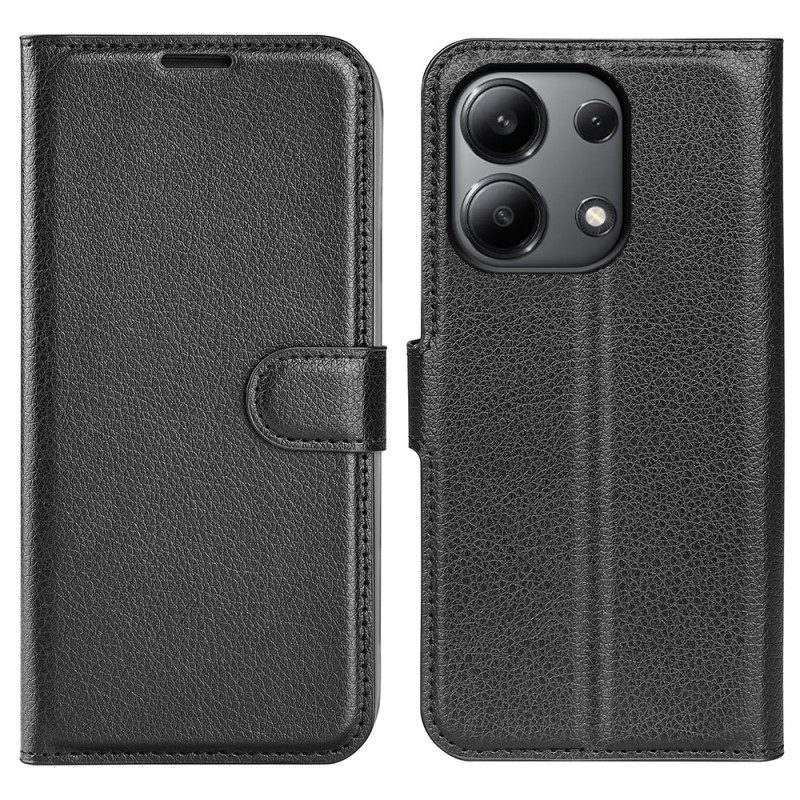 Flip Case Leren Xiaomi Redmi Note 13 4g Klassiek Litchi Kunstleer