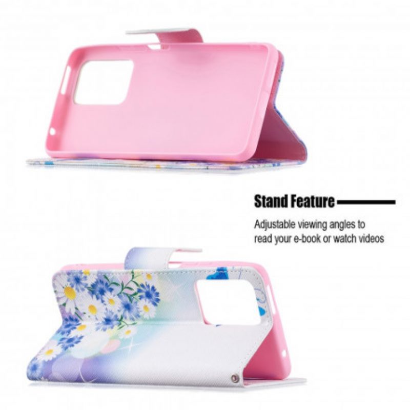 Folio-hoesje voor Xiaomi 11T / 11T Pro Geschilderde Vlinders En Bloemen
