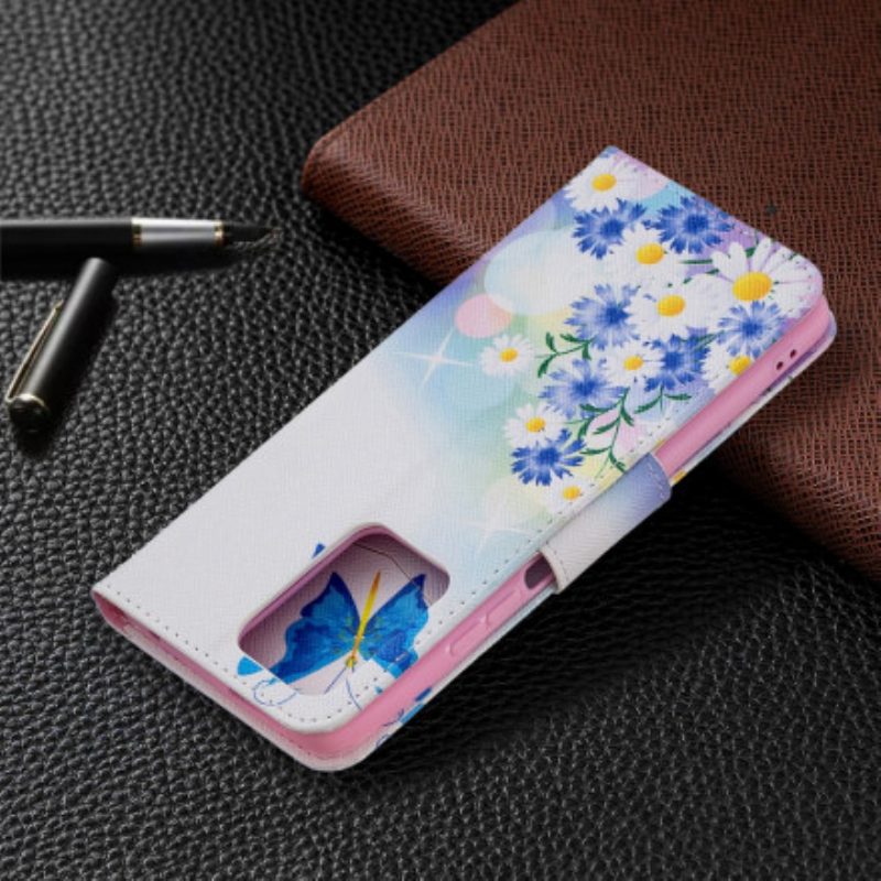 Folio-hoesje voor Xiaomi 11T / 11T Pro Geschilderde Vlinders En Bloemen