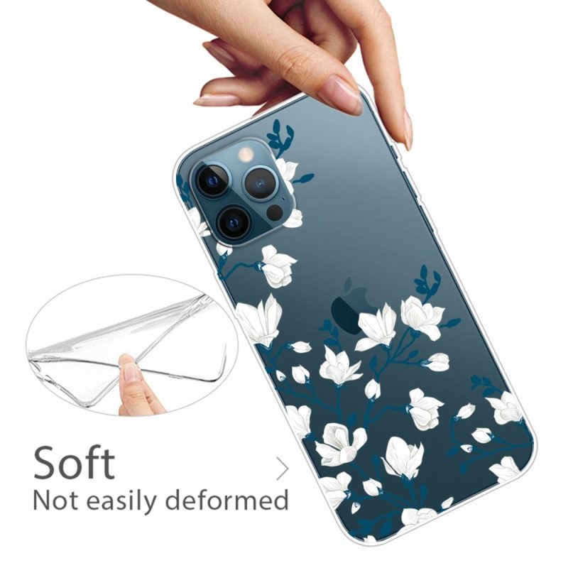 Hoesje voor iPhone 14 Pro Naadloze Witte Bloemen