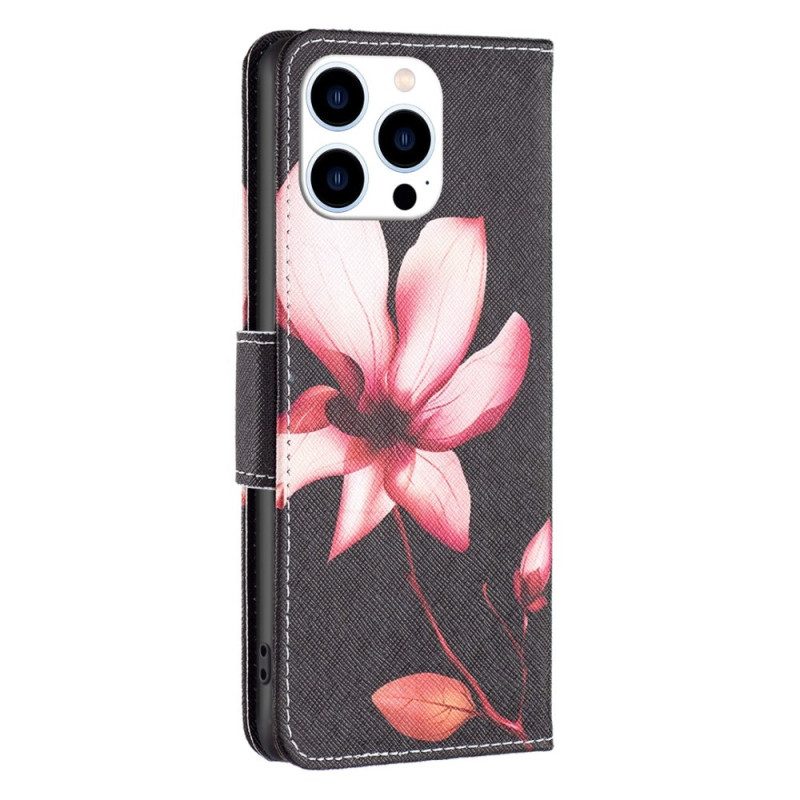 Leren Hoesje voor iPhone 14 Pro Bloem