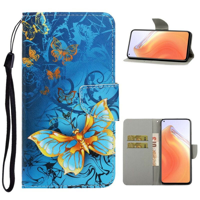 Folio-hoesje voor Xiaomi Mi 10T / 10T Pro Met Ketting Vlinderbandvariaties