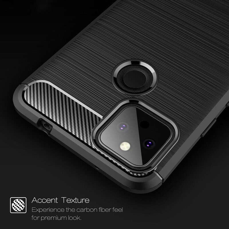 Hoesje voor Google Pixel 5A Geborstelde Koolstofvezel