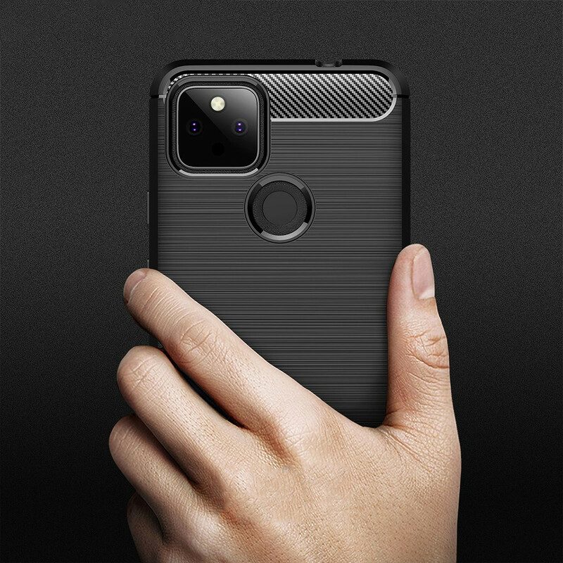 Hoesje voor Google Pixel 5A Geborstelde Koolstofvezel