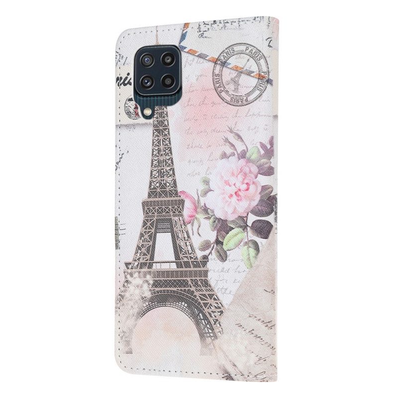 Leren Hoesje voor Samsung Galaxy M32 Retro Eiffeltoren