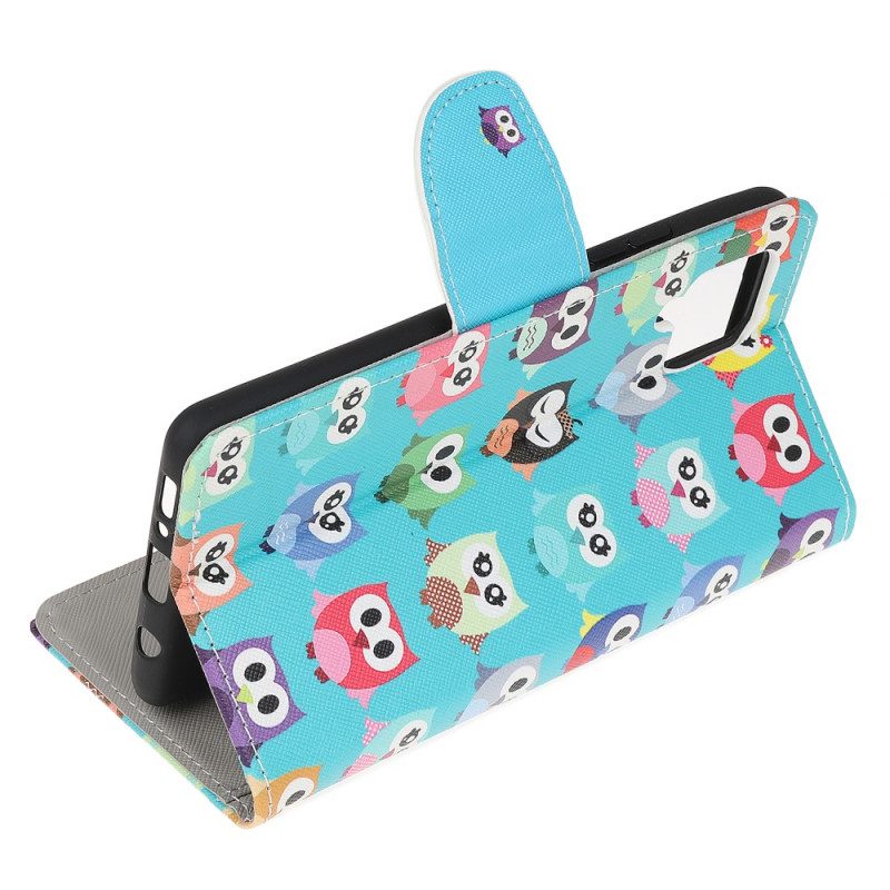 Leren Hoesje voor Samsung Galaxy M32 Uilen