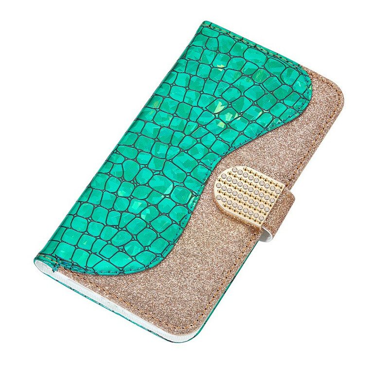 Folio-hoesje voor Samsung Galaxy S21 Plus 5G Krokodil Diamanten
