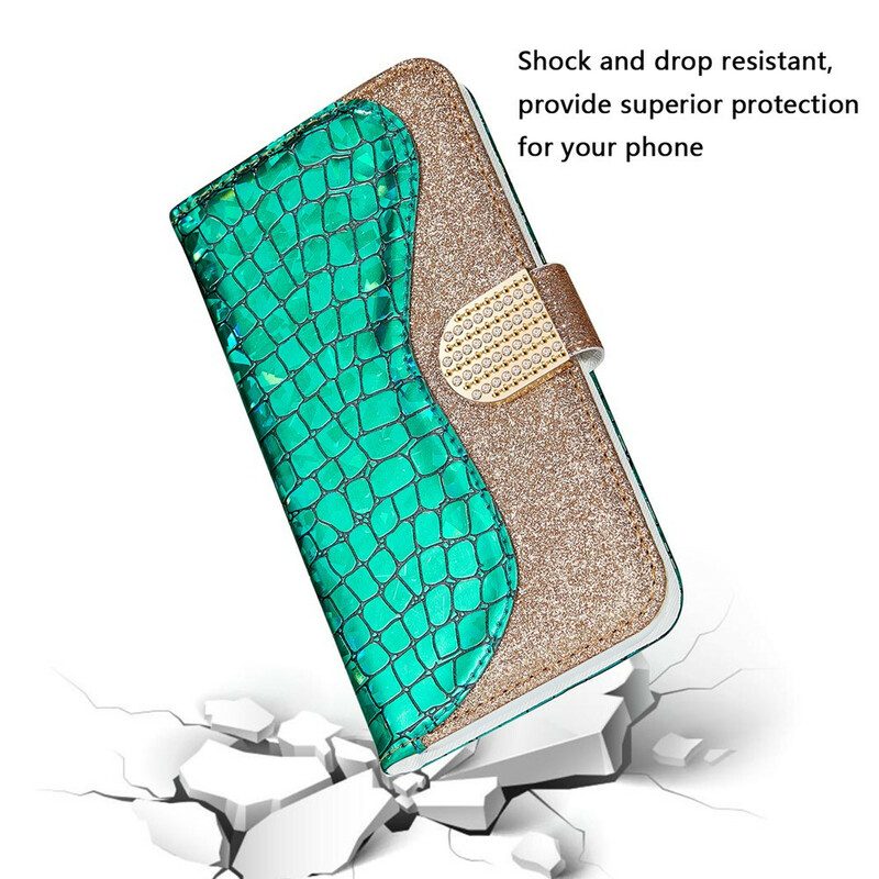 Folio-hoesje voor Samsung Galaxy S21 Plus 5G Krokodil Diamanten