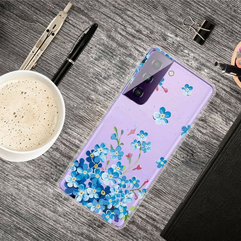 Hoesje voor Samsung Galaxy S21 Plus 5G Blauwe Bloemen