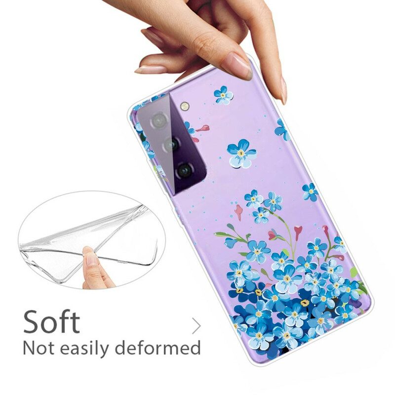 Hoesje voor Samsung Galaxy S21 Plus 5G Blauwe Bloemen